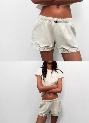 Шорти жіночі сірі мереживні zara new