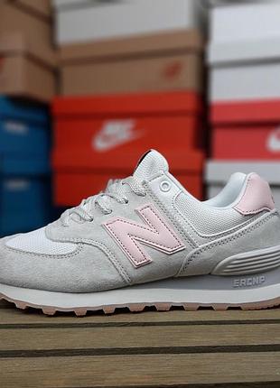 Жіночі кросівки new balance 574 сірі з рожевим