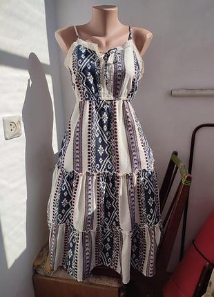 Літня сукня yessica c&a у стилі boho / fit and flare, 100% бавовна, євро 40