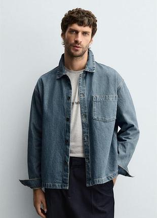 Джинсова рубашка сорочка джинсовка розмір м 46 zara