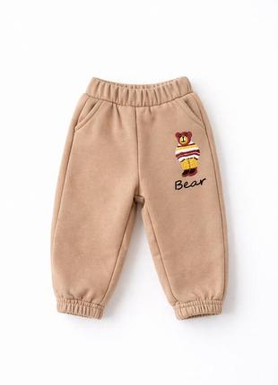 🧸 штани дитячі теплі з принтом bear (9–12 міс)