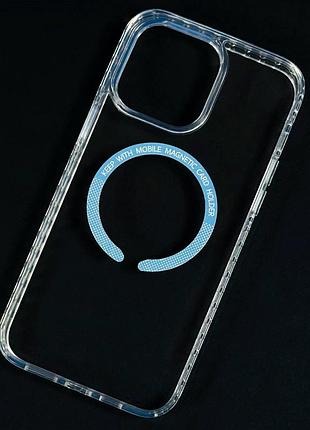 Защитный чехол (накладка) hard keep with magnetic colored для apple iphone 13 (clear-blue)