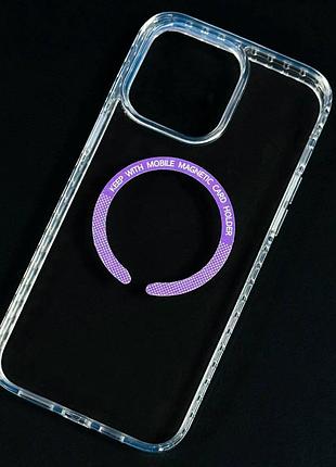 Защитный чехол (накладка) hard keep with magnetic colored для apple iphone 13 (clear-purple)