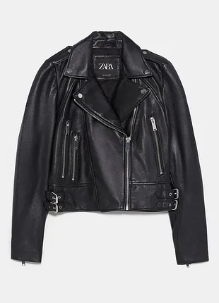 Черная кожаная куртка косуха zara, размер s.