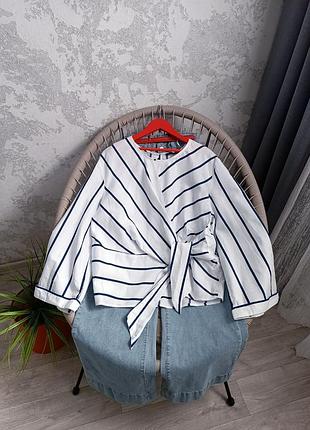 Блузка женская лён коттон в полоску zara.