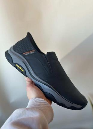 Мужские слипоны, skechers,42 p., сверху натуральная кожа,внутри текстиль, мягкая ортопедическая стелька с эффектом памяти стопы