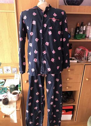 Пижама, комплект, размер 12-13 p 152-158 см. 100% коттон, m&s percy pig..