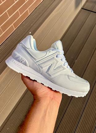 Розкішні жіночі кросівки у стилі бренду n..ew b..alance 574 triple white leather білі