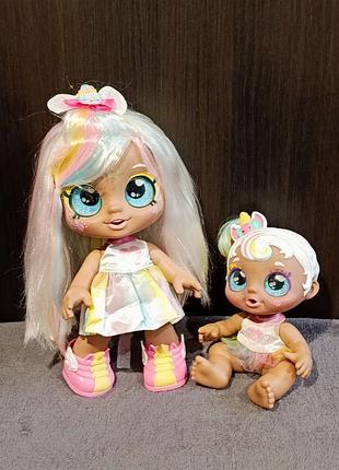 Кукла кинди кидз марша мелло, единорог с сестрой , kindi kidz , moose