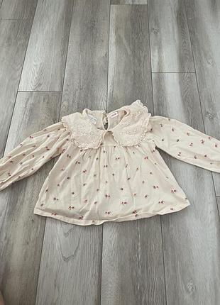 Блузка zara для дівчинки з комірцем
