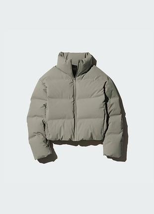 Пуховик uniqlo оливковий seamless down short jacket