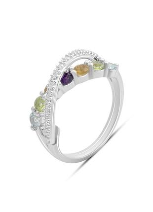 Серебряное кольцо с натуральным аметистом 1.117ct, цитрином, хризолітом, топазом (17см размер) 2193258
