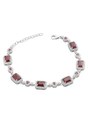 Серебряный браслет с рубином, фианитами (16-19см размер) 2190875