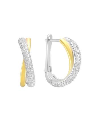 Срібні сережки з фіанітами (2182757)