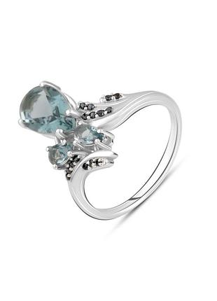 Серебряное кольцо с топазом лондон блю 1.837ct (17.5см размер) 2127345