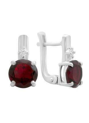 Серебряные серьги с гранатом nano 3.188ct, фианитами (671041314)