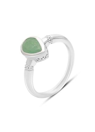 Срібне кільце з натуральним смарагдом 1.107ct, фіанітами (17 см розмір) 2163572
