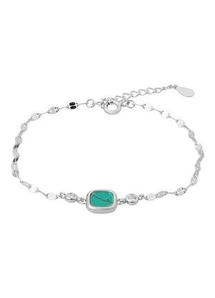 Серебряный браслет с бирюзой, фианитами (17-20см размер) 671602820