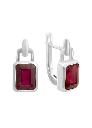 Срібні сережки з натуральним рубіном 4.315ct (2167167)