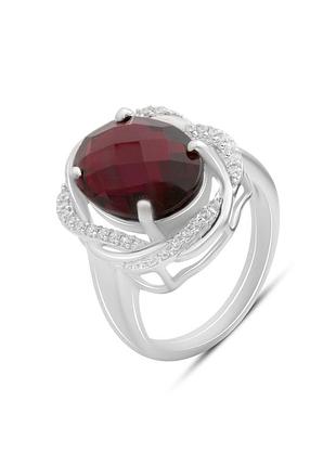 Срібне кільце зі штучним гранатом nano 4.925ct, фіанітами (17.5/18.5 см розміри) 660002303