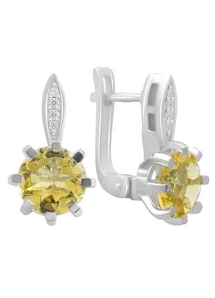 Срібні сережки з цитрином nano 3.142ct (2190035)