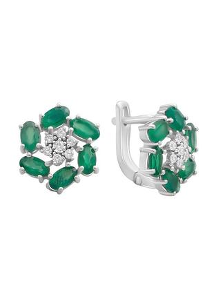 Срібні сережки з натуральним агатом 2.983ct (2189596)