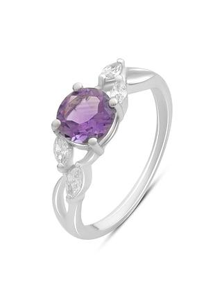 Серебряное кольцо с натуральным аметистом 1.55ct (17см размер) 2194781