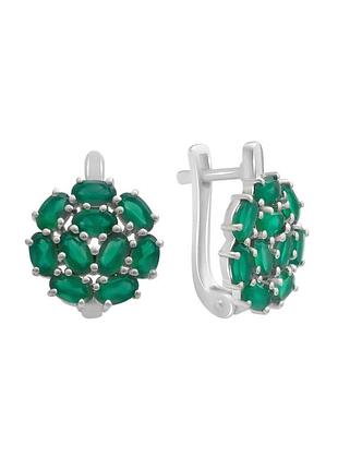Срібні сережки з натуральним агатом 4.27ct (2196181)