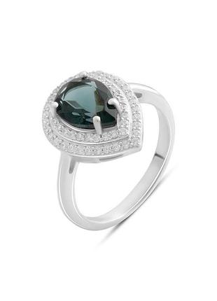 Серебряное кольцо с топазом лондон блю 2.243ct, фианитами (18см размер) 2178071