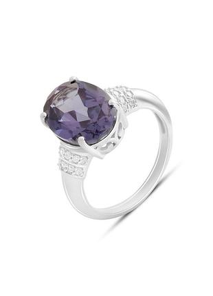 Срібне кільце з александритом 8.205ct, фіанітами (18 см розмір) 2187578