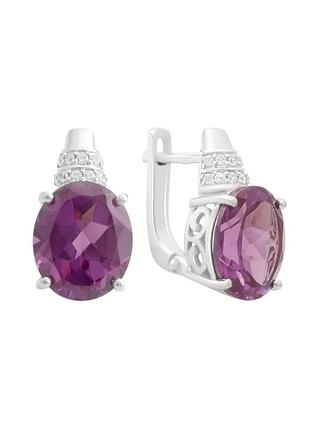 Серебряные серьги с александритом 11.793ct, фианитами (2187585)