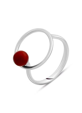 Серебряное кольцо с кораллом (19см размер) 2145639