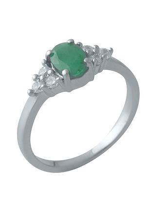 Серебряное кольцо с натуральным изумрудом 1.155ct (17/17.5 см размеры) 2011125