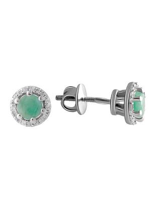 Серебряные серьги с натуральным изумрудом 1.259ct (1966686)