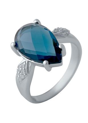 Серебряное кольцо с топазом лондон блю 4.372ct (17см размер) 1966211
