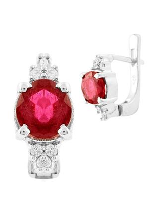 Серебряные серьги с натуральным рубином 3.835ct (0163305)