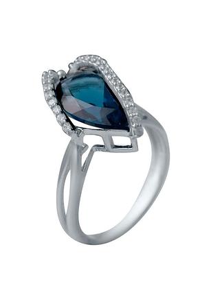 Серебряное кольцо с топазом лондон блю 3.582ct (17.5см размер) 2034513
