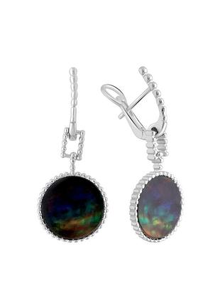 Серебряные серьги с искуственным аммолитом (2108672)