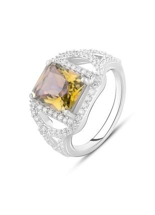 Срібне кільце з натуральним цитрином nano 3.577ct, топазом білим (16/17 см розміри) 2122913