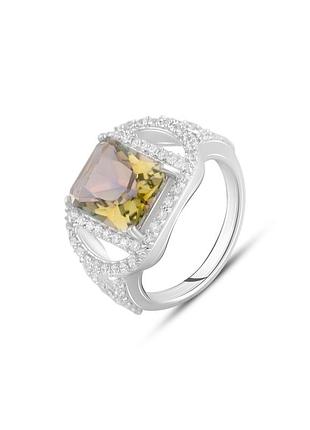 Серебряное кольцо с цитрином nano 3.577ct, фианитами (16см размер) 2123170