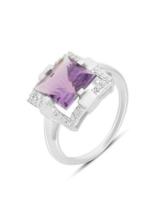 Серебряное кольцо с натуральным аметистом 4.838ct (17см размер) 2163190