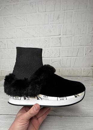 Модные женские кроссовки premiata ruby-3395 nero ( зимняя модель )