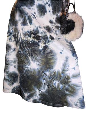 Бархатистое трикотажное платье миди shein в принт растительный листья акварель