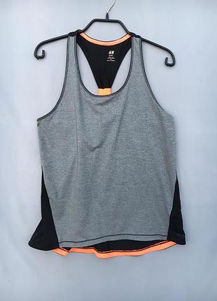 Майка спортивна h&m sport сіра-чорна м-ка