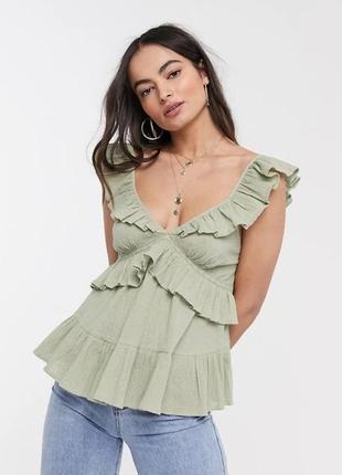 Блуза топ хакі asos 100% бавовна2 фото