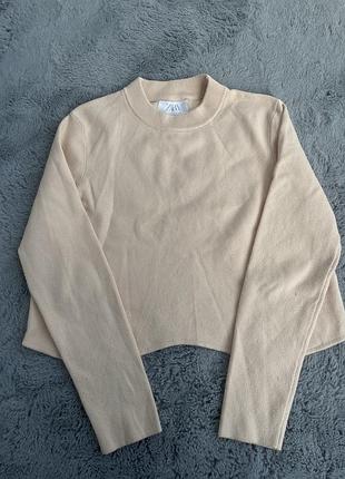 Персиковий укорочений светр від zara