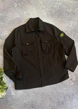 Черная куртка ветровка овершот мужской stone island shadow project