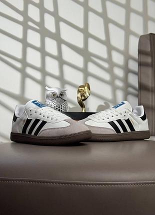 🌺женские кроссовки adidas samba og white beige black