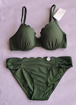 Роздільний купальник в кольорі хакі 75e (34dd/e), 75f (34ddd/f) плавки s, m