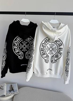 Худи кофта соп худи на застежке черная белая хром хард